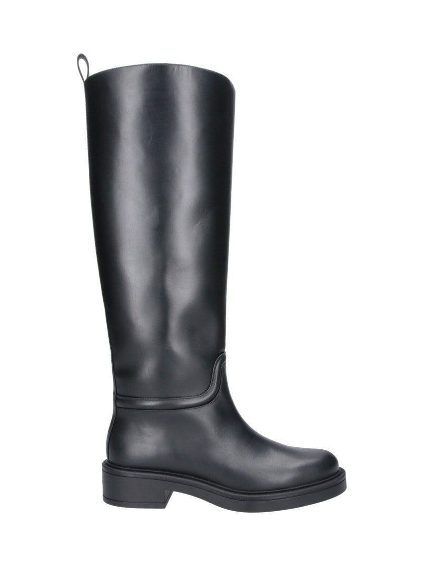 Stuart Weitzman Black Celia Calfskin Slip-On Boots