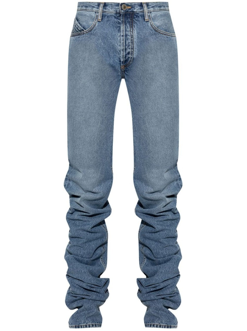 The Attico Extra Long Faded Blue Denim Jeans