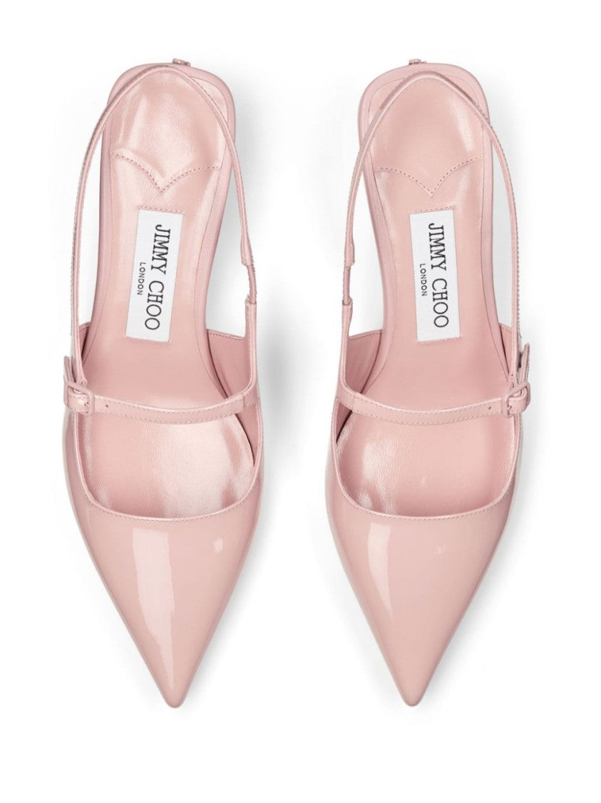Jimmy Choo Pointed Toe Slingback Heels With Patent Finish