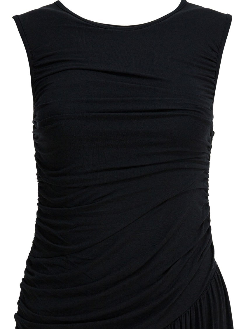 R2w Ruched Asymmetrical Dress With Ballooned Hem