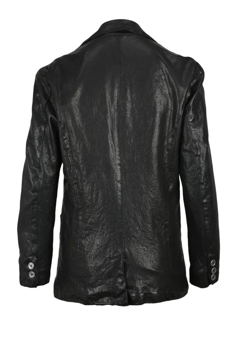 Never Enough Leather Jacket With Buttons - Black