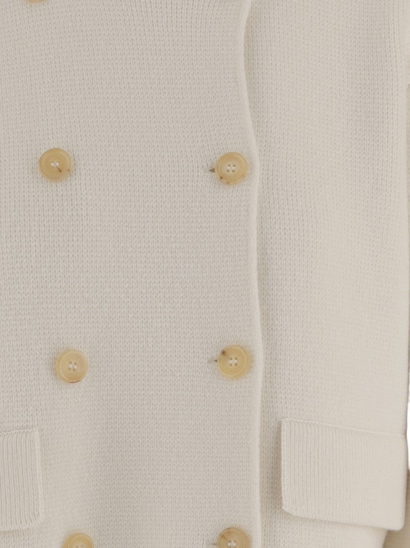 Arch4 Double-Breasted Cashmere Knit Jacket With Classic Collar