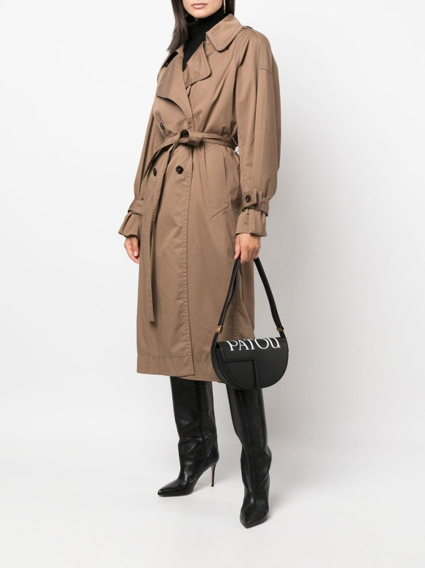 Patou Half-Moon Black Calf Leather Shoulder Bag