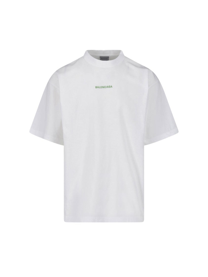 Balenciaga White Logo-Print Cotton T-Shirt