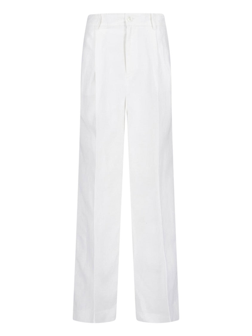 Polo Ralph Lauren White Tailored High-Waisted Straight-Leg Trousers