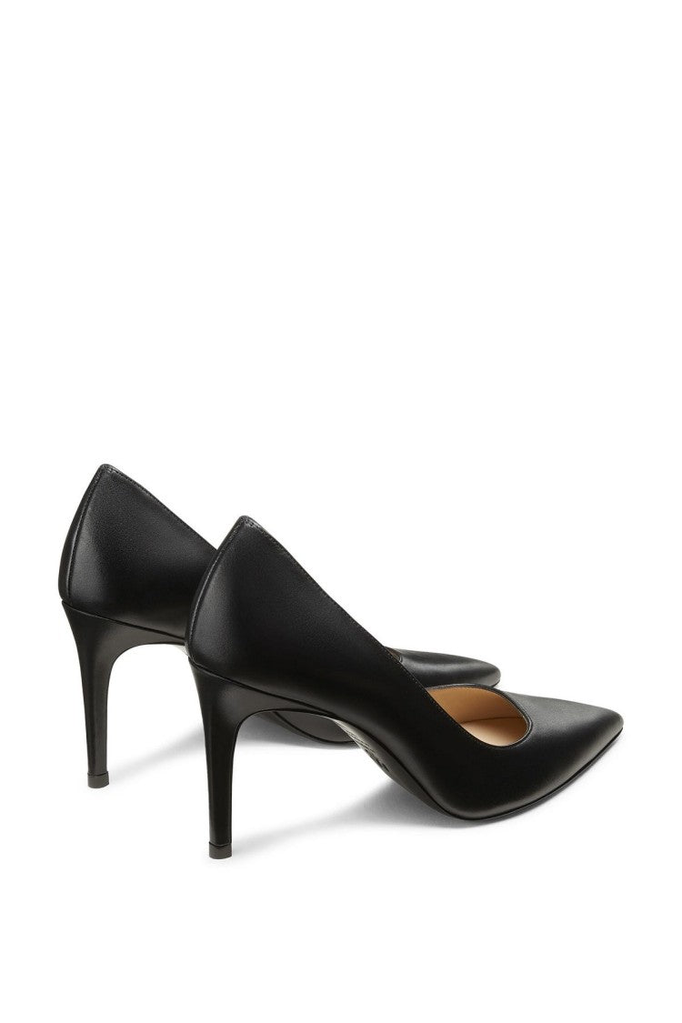 Stuart Weitzman Black Stuart 85 Pointed Stiletto Leather Pumps