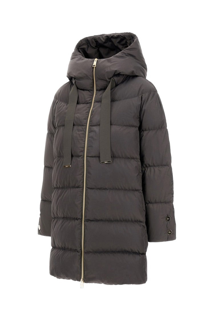 Herno Grey Polyester Funnel-Hood Puffer Coat