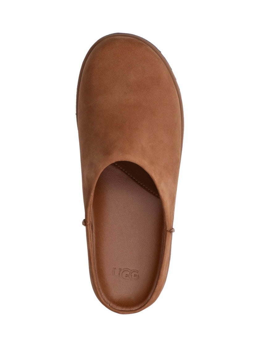 Ugg Brown Slip-On Embossed Logo Sandals