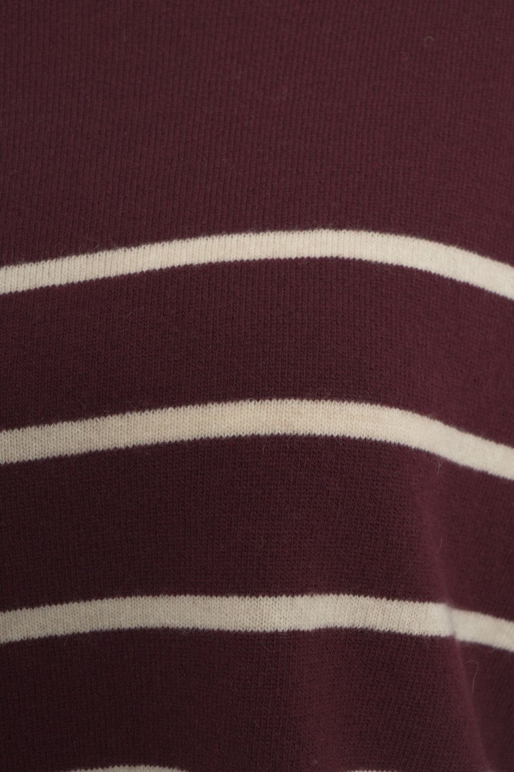 8Pm Burgundy Striped Pullover With Relaxed Oversized Fit