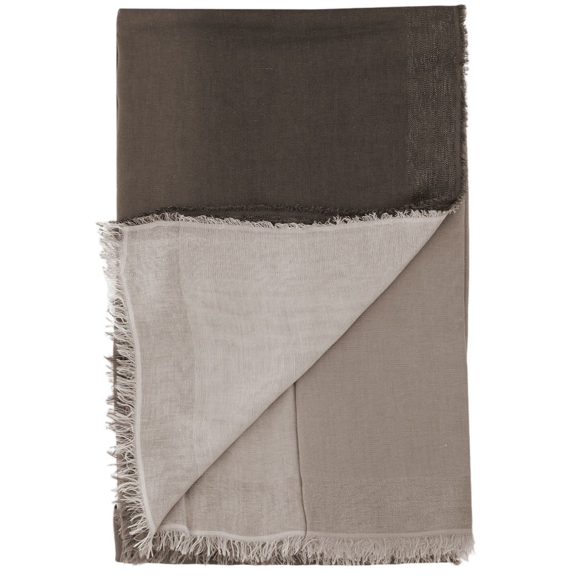 Faliero Sarti Gradient Brown Fringed Scarf In Soft Rayon Blend