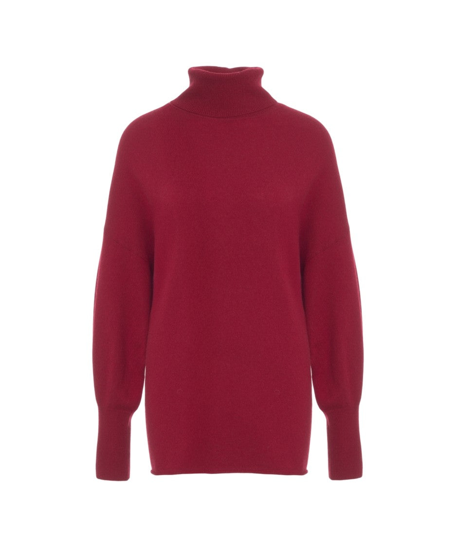 Crush High-Neck Cashmere Sweater With Ribbed Cuffs