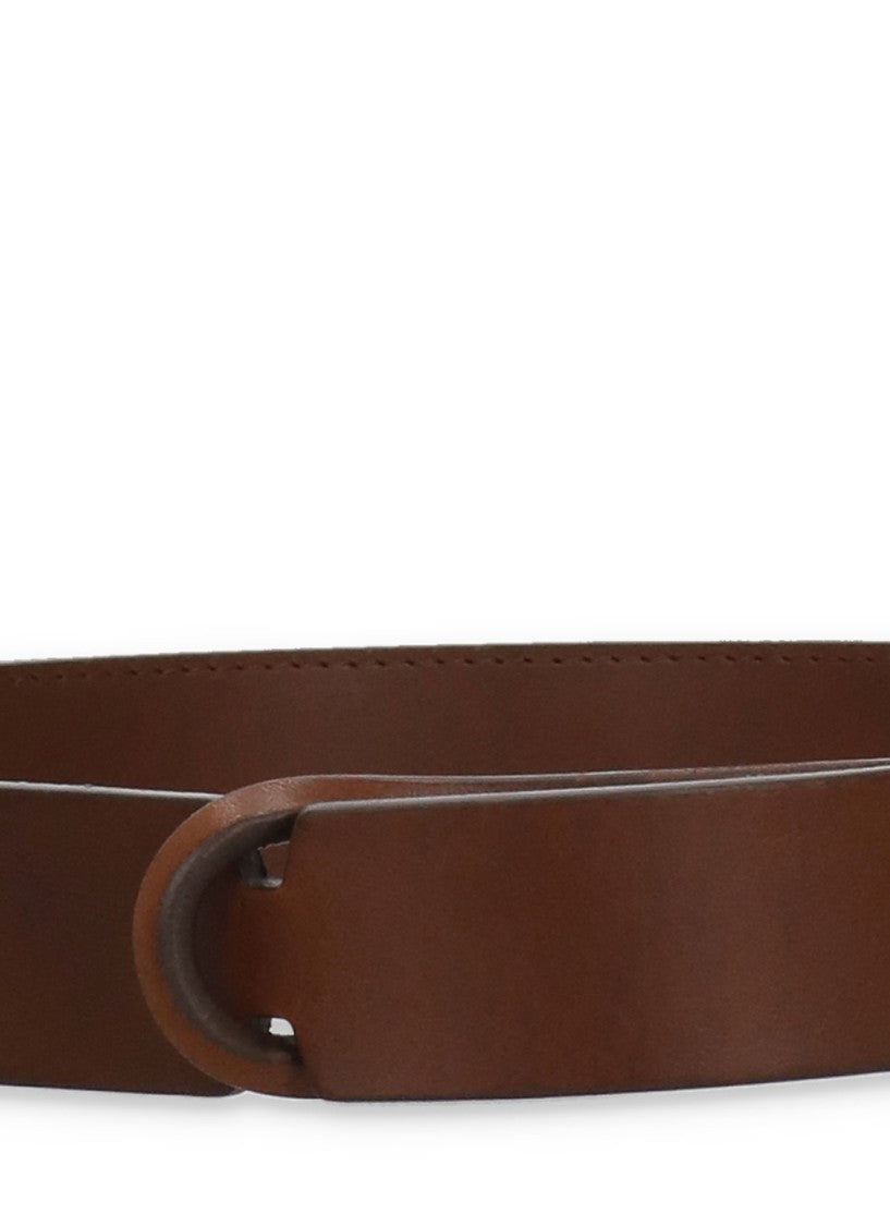 Orciani Sliding Ring Brown Leather Belt With Minimalist Design