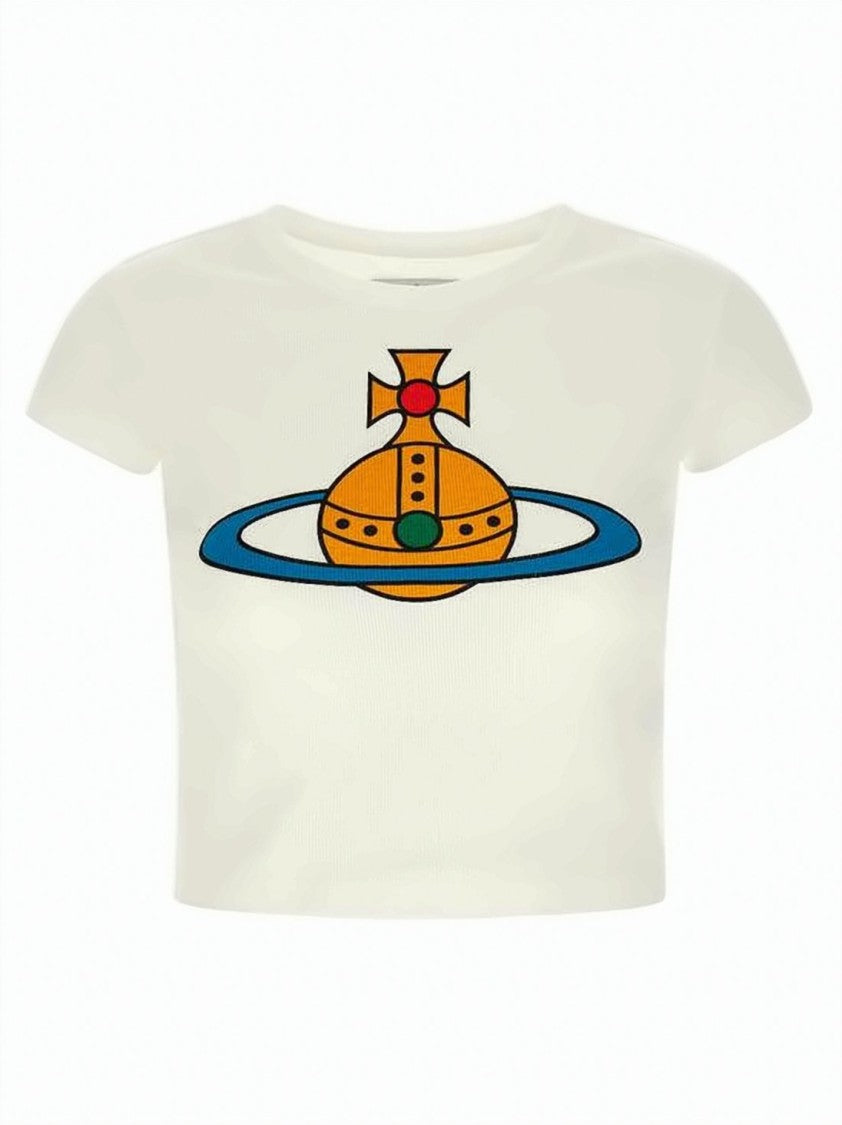 Vivienne Westwood Cropped Short-Sleeved T-Shirt With Bold Graphic Emblem