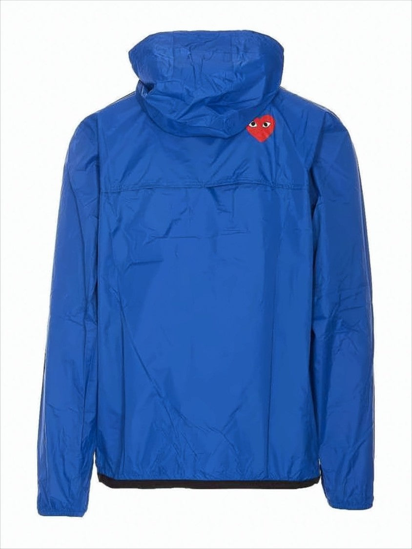 Comme Des Garçons Vibrant Blue Nylon Jacket With Half-Zip Front And Adjustable Hood