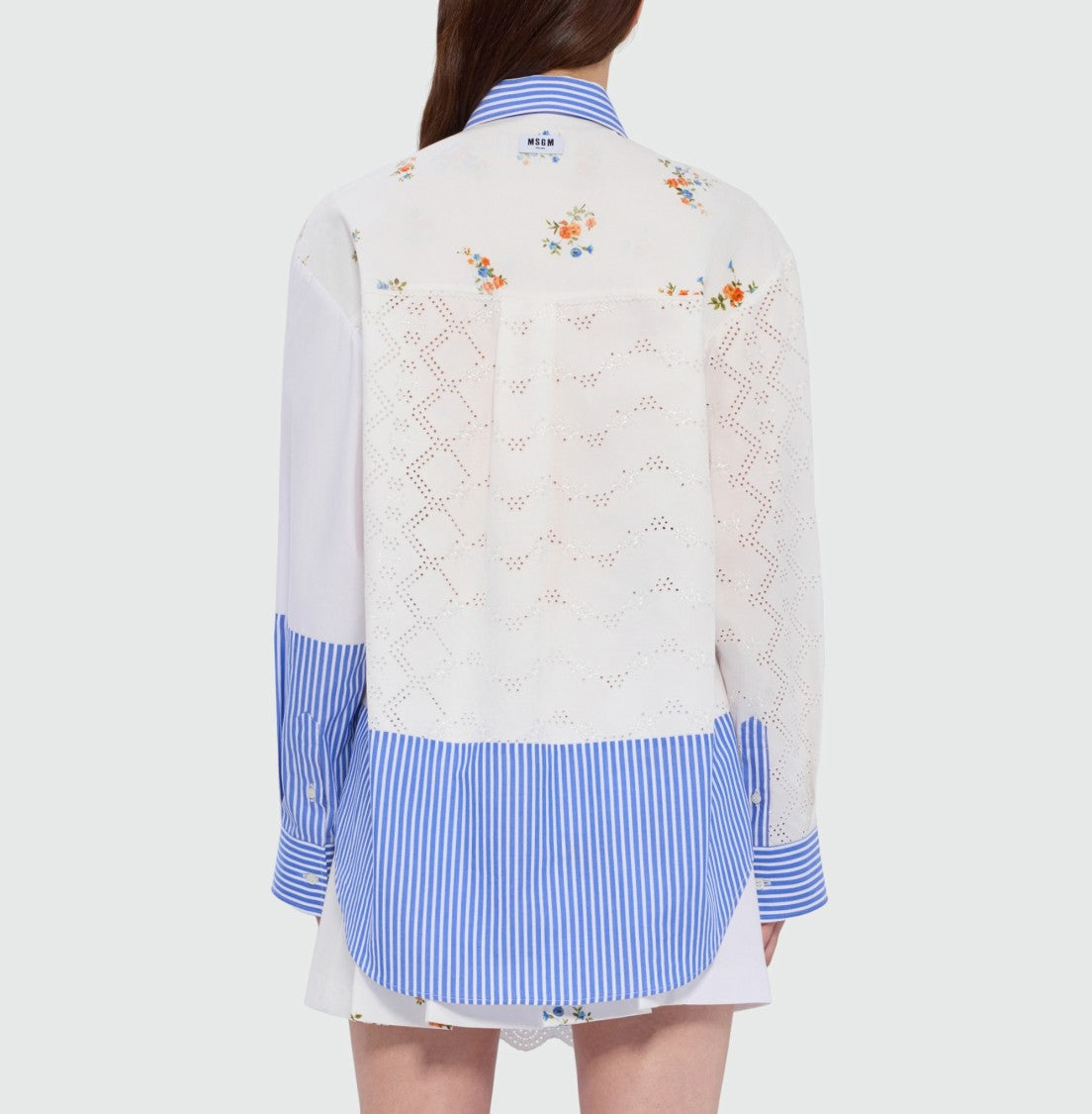Msgm White Multicolour Floral Patchwork Shirt