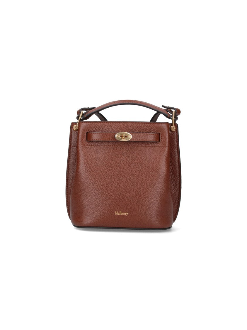 Mulberry "Islington" Mini Bucket Bag In Brown Calfskin