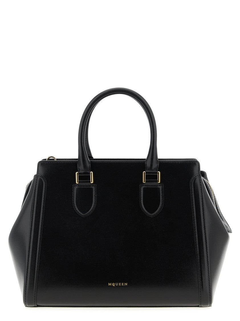 Mcqueen Large Smooth Calf Leather Handbag With Embossed Logo And Adjustable Strap