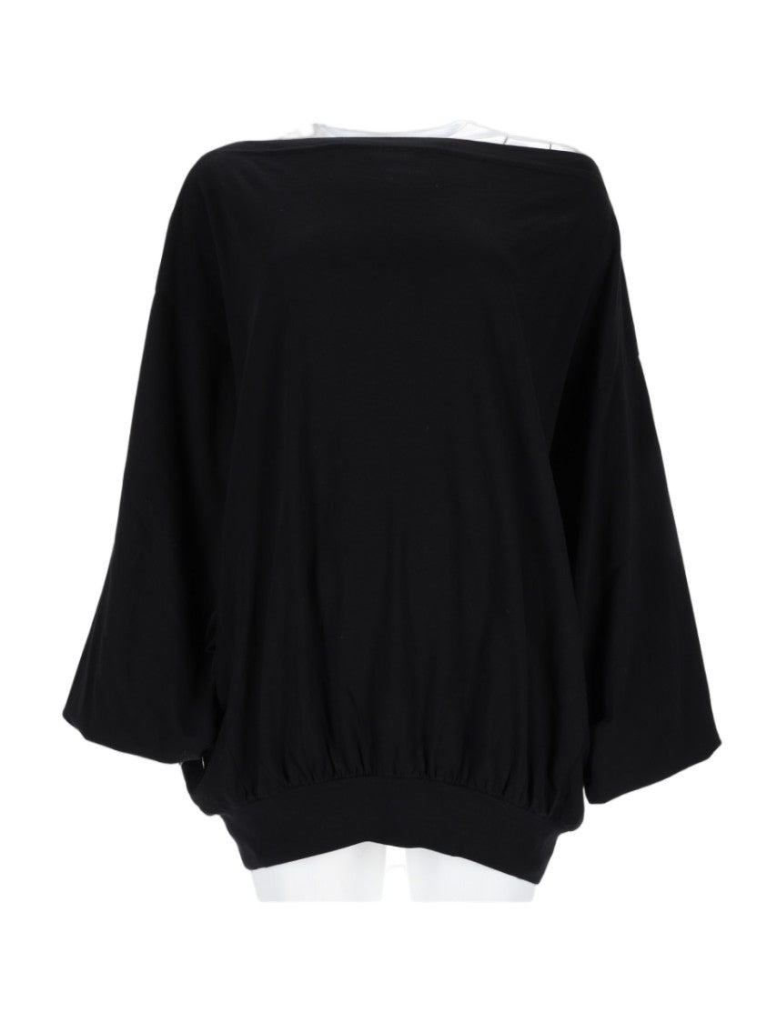 Mm6 By Maison Margiela Black Loose-Fitting Wide Sleeve Cotton Top