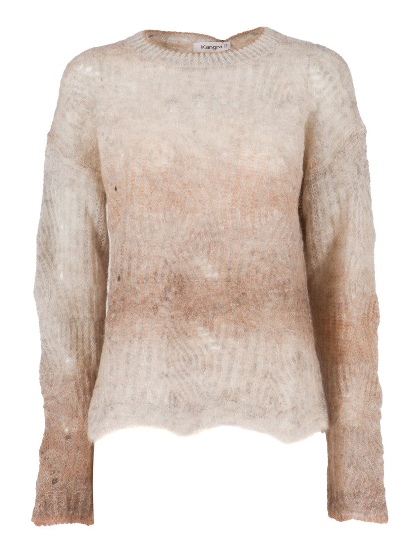 Kangra Cashmere Crew Neck Sweater With A Shadered Effect