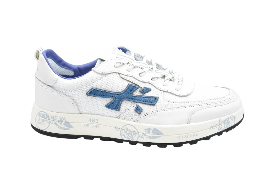 Premiata White Blue Research Elegance Performance Shoes