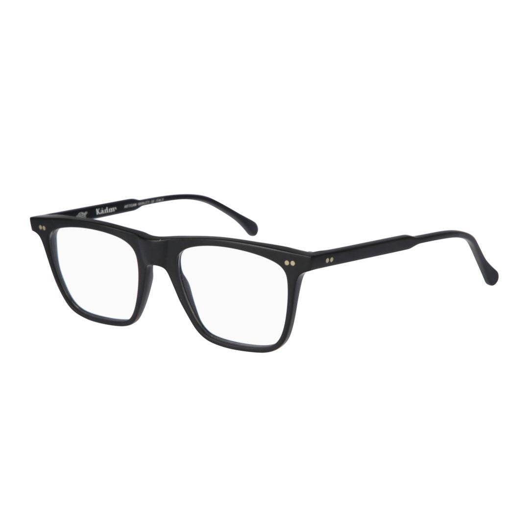 Kador Greg Matte Black Rectangular Frame Eyeglasses With Metallic Details