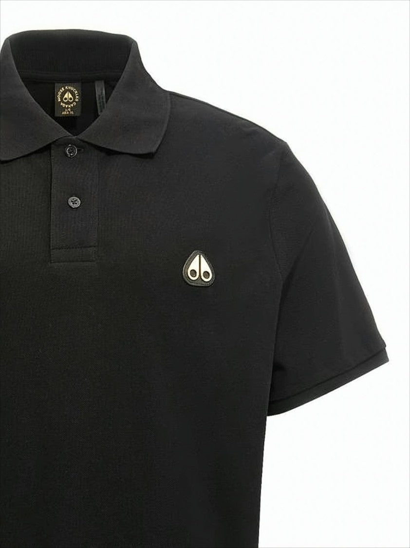 Moose Knuckles Classic Black Polo Shirt With Traditional Collar