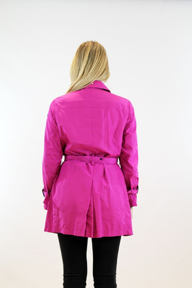 Canadiens Fuchsia Trench Jacket With Double-Breasted Design