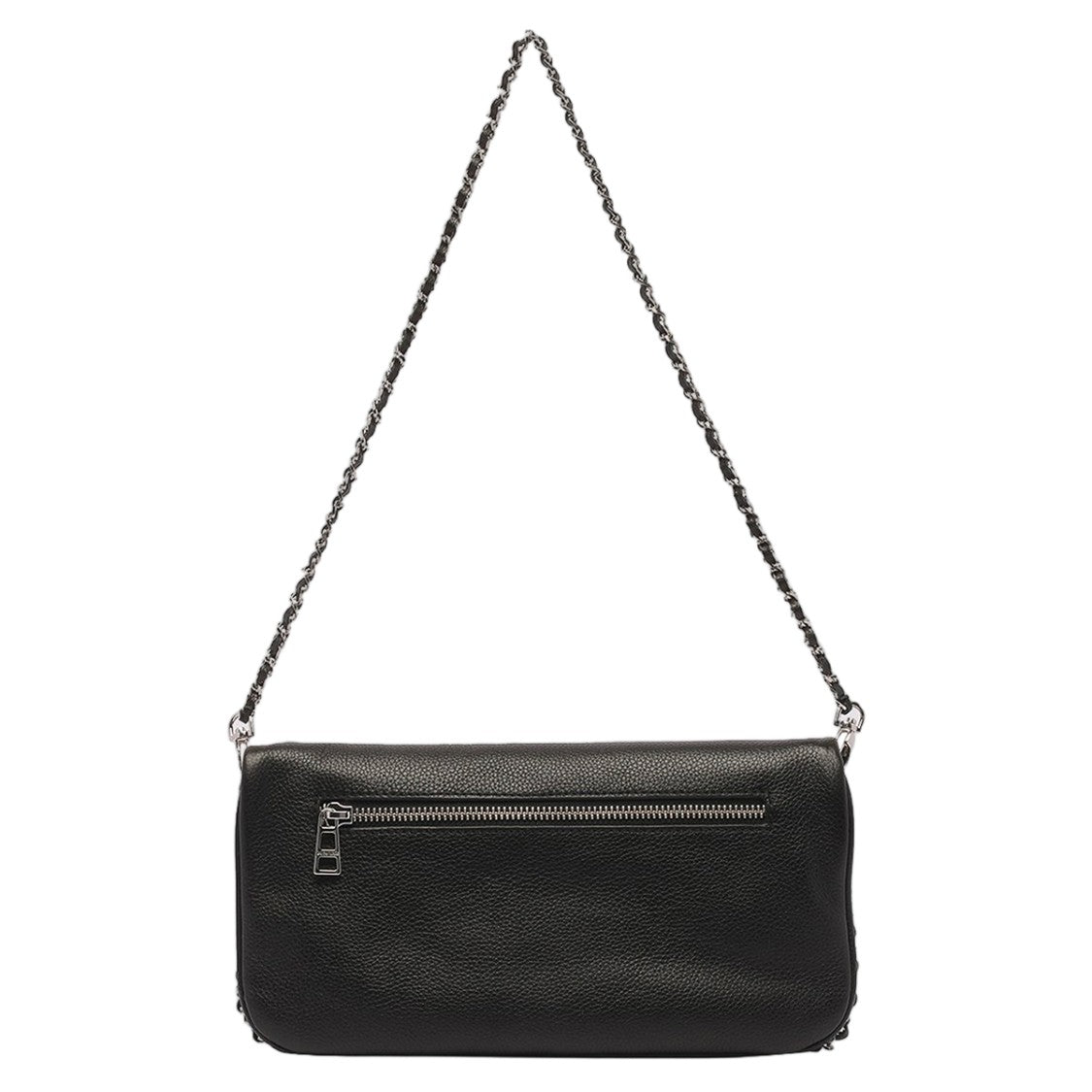 Zadig & Voltaire Rectangular Pebbled Shoulder Bag With Metallic Wing Emblem