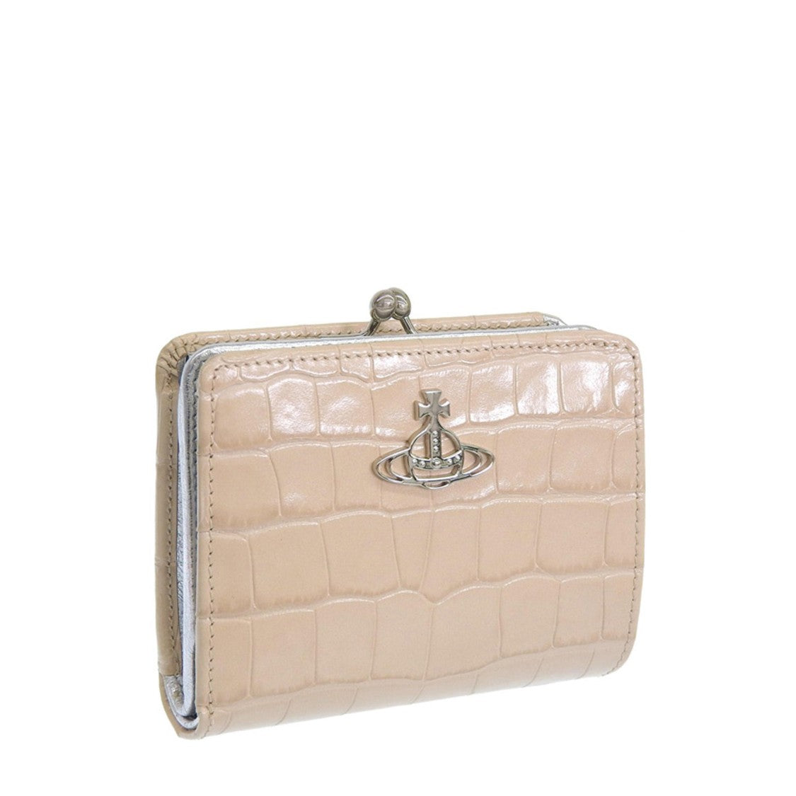 Vivienne Westwood Crocodile-Embossed Calf Leather Wallet With Metallic Closure