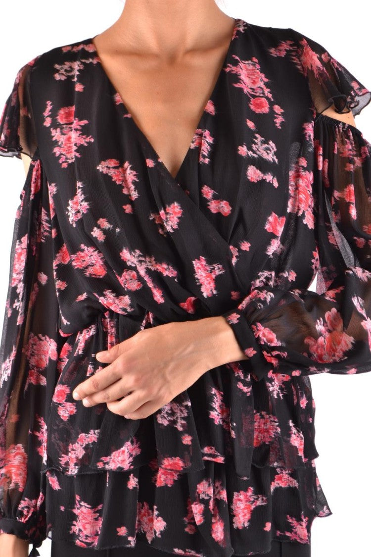 Pinko Floral Print Black Sheer Blouse