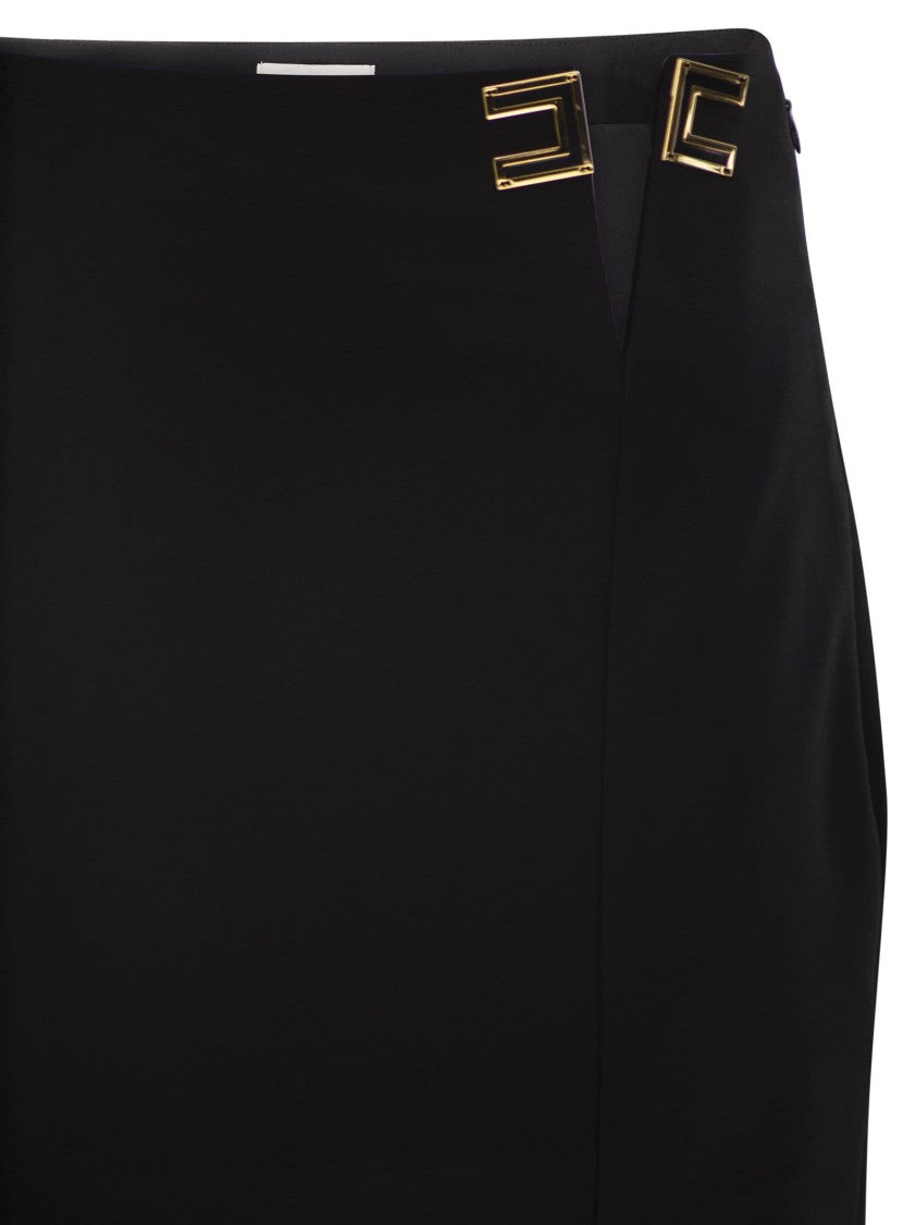 Elisabetta Franchi Double Stretch Crepe Skirt With Logo Details