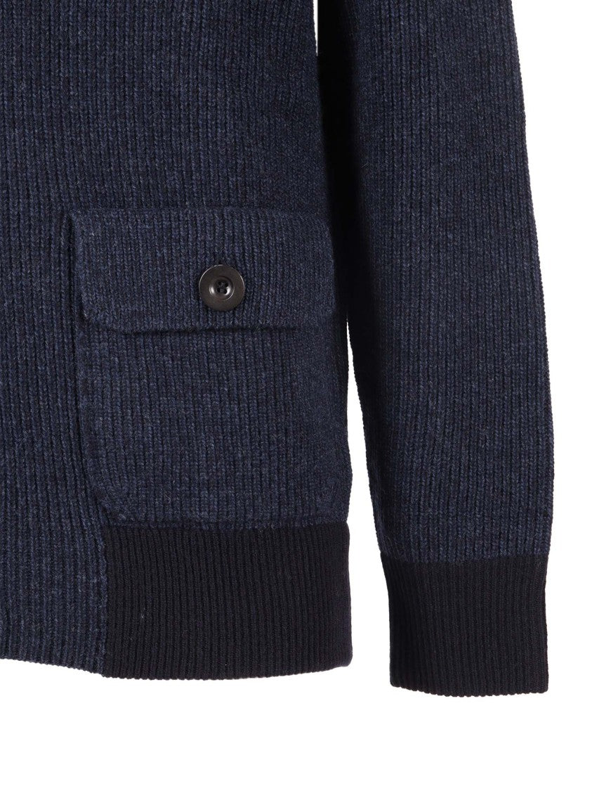 Ballantyne Ribbed Wool Bomber Jacket With Button-Up Front