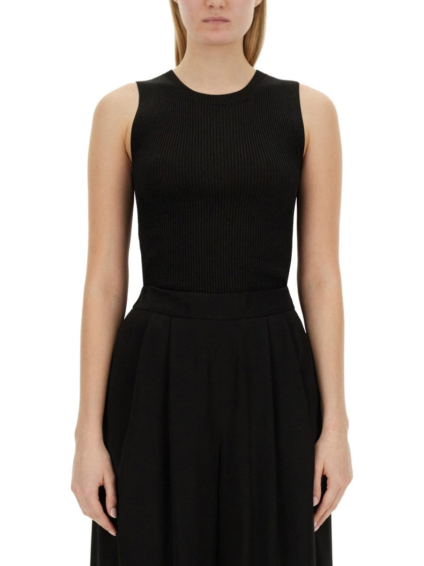 Fabiana Filippi Ribbed Black Slim-Fit Knitted Top