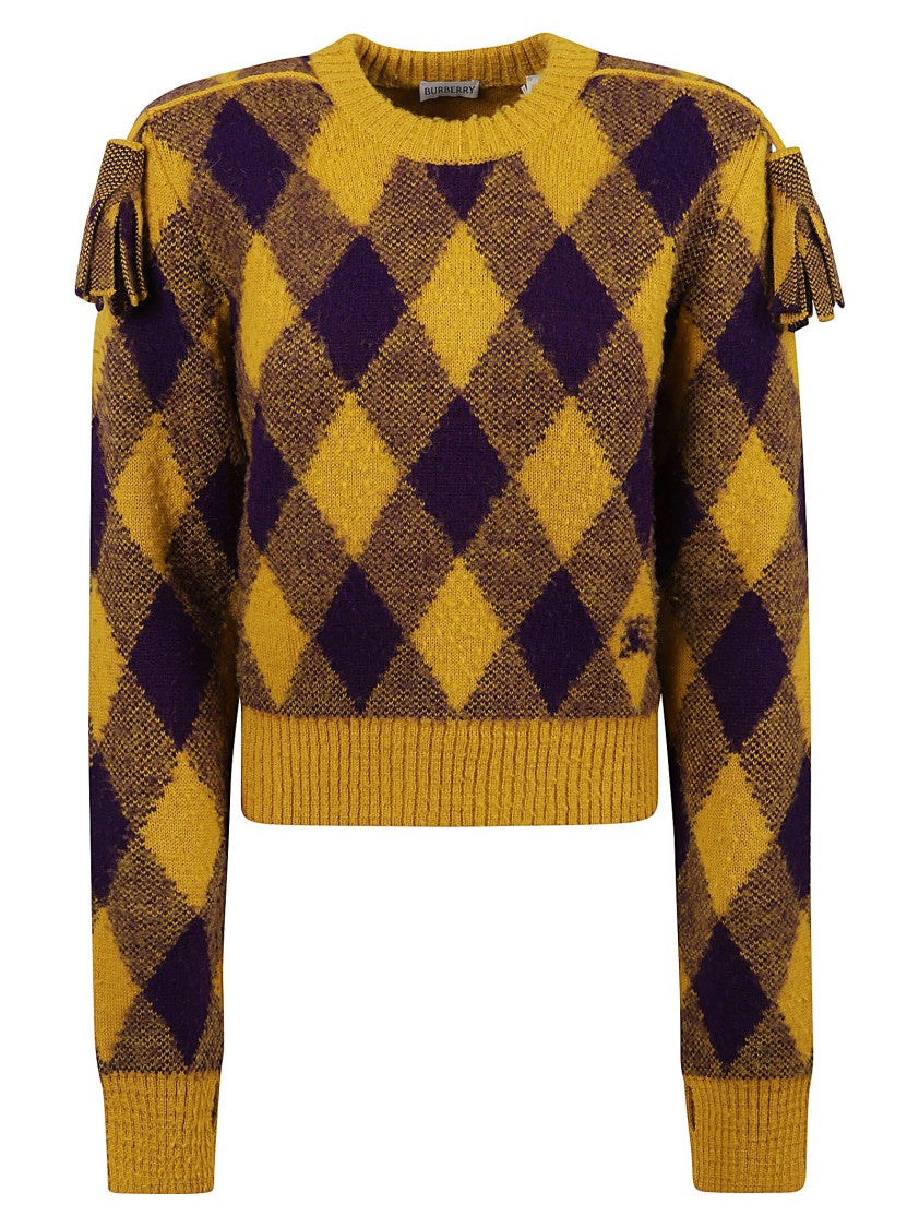 Burberry Cropped Argyle Pattern Sweater