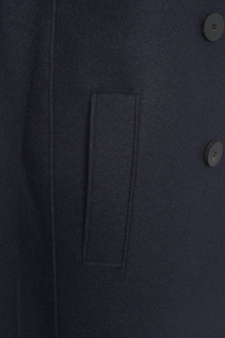Harris Wharf London Virgin Wool Peacoat With Double-Breasted Closure And A-Line Silhouette