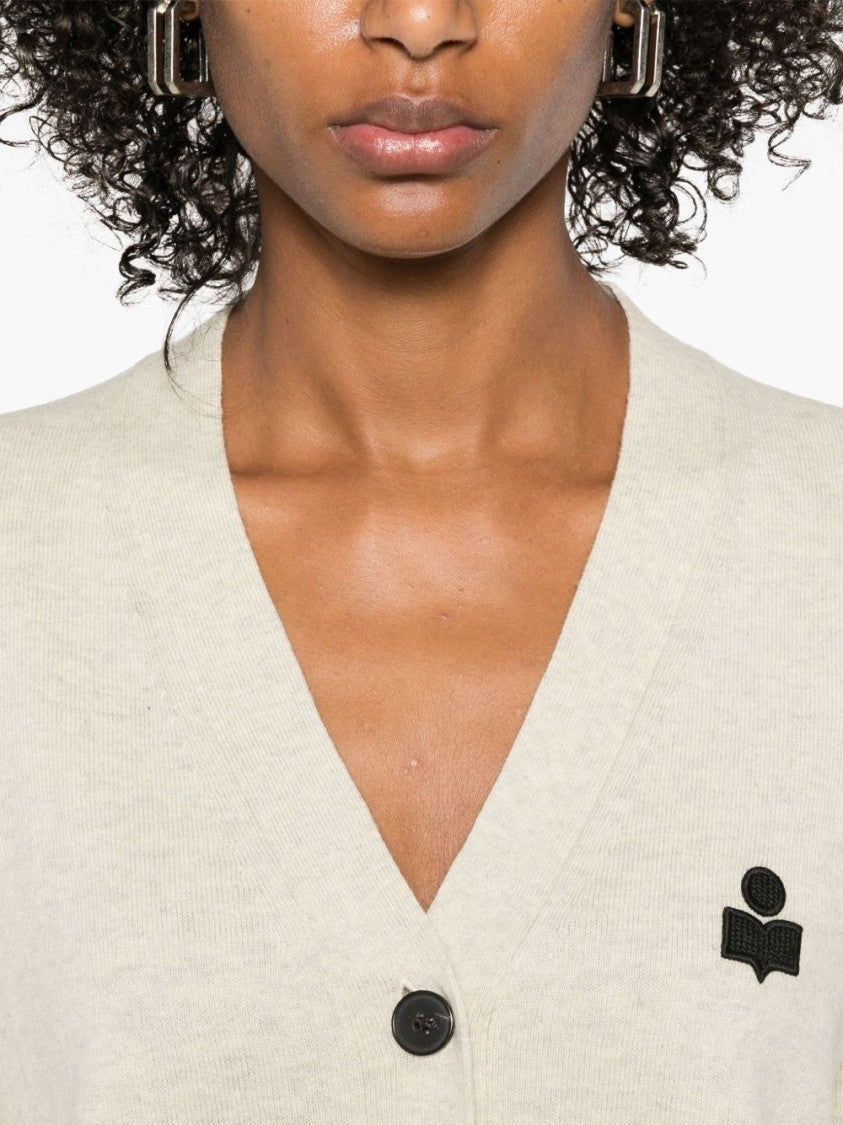 Isabel Marant Étoile Light Beige Knit Sweater With V-Neckline And Button-Down Front