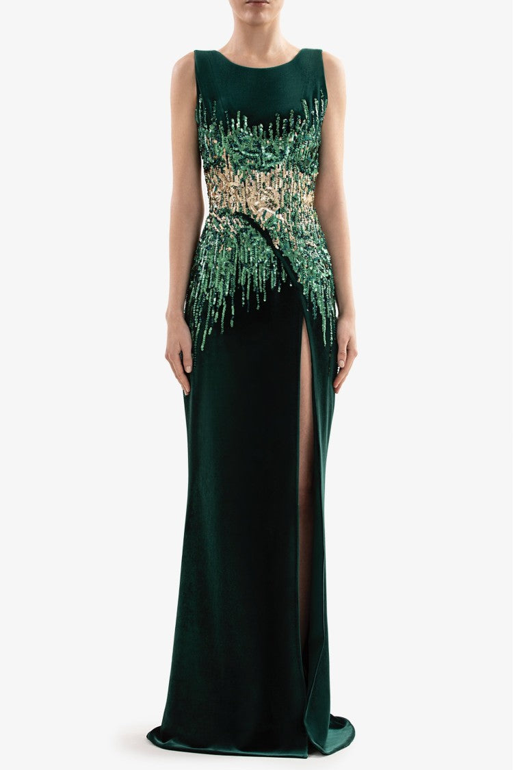 Saiid Kobeisy Sequin Velvet Dress