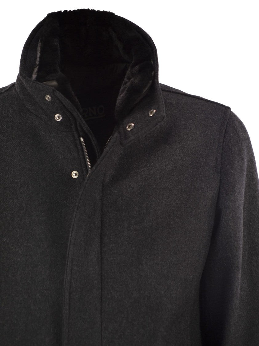 Herno Wool Coat With Detachable Collar
