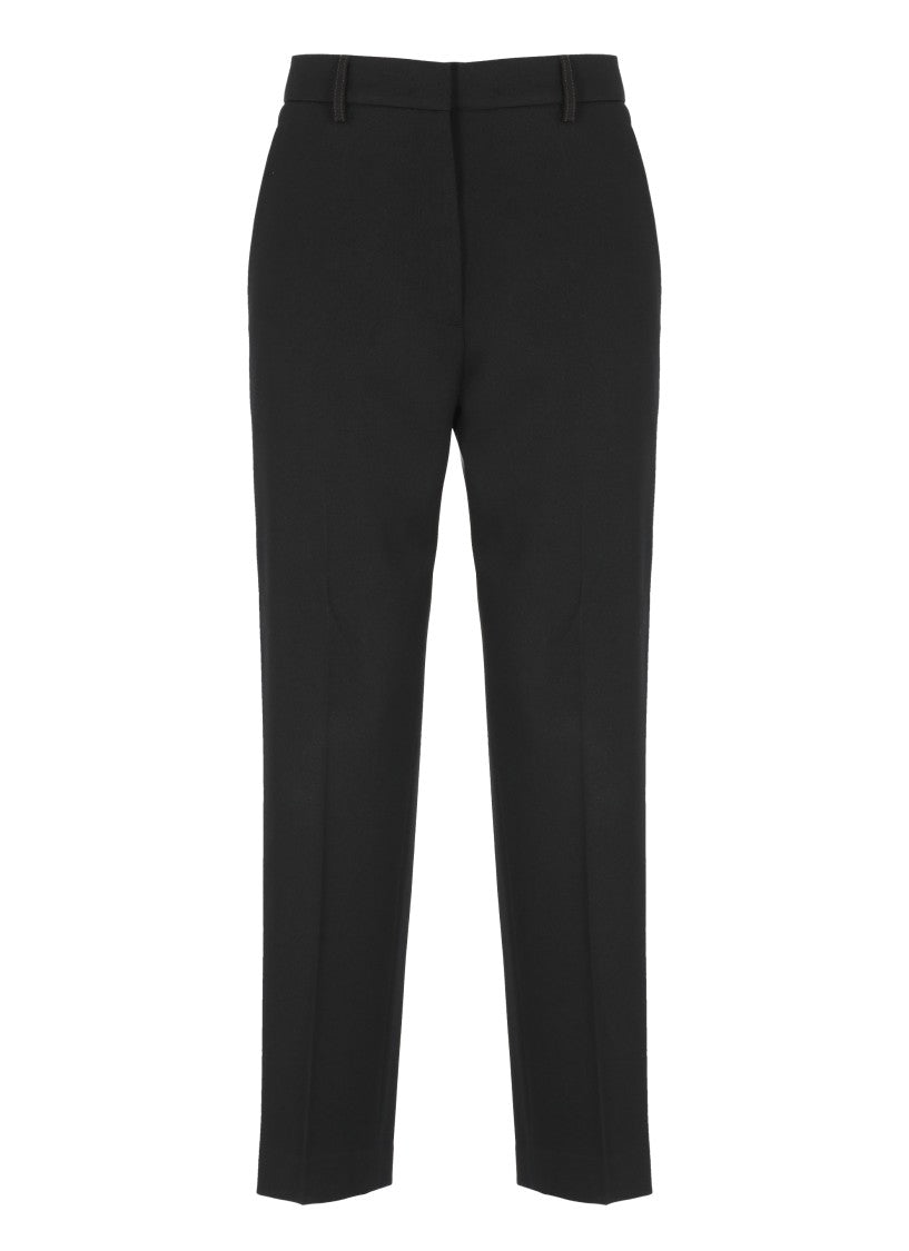 Lanvin Tailored Black Wool Trousers With Hidden Closure