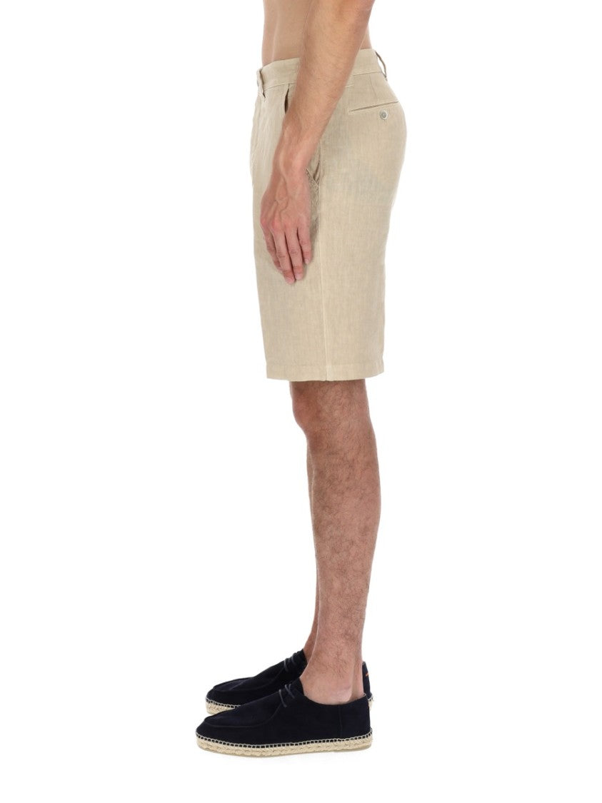 120% Lino Light Beige Tailored Linen Shorts