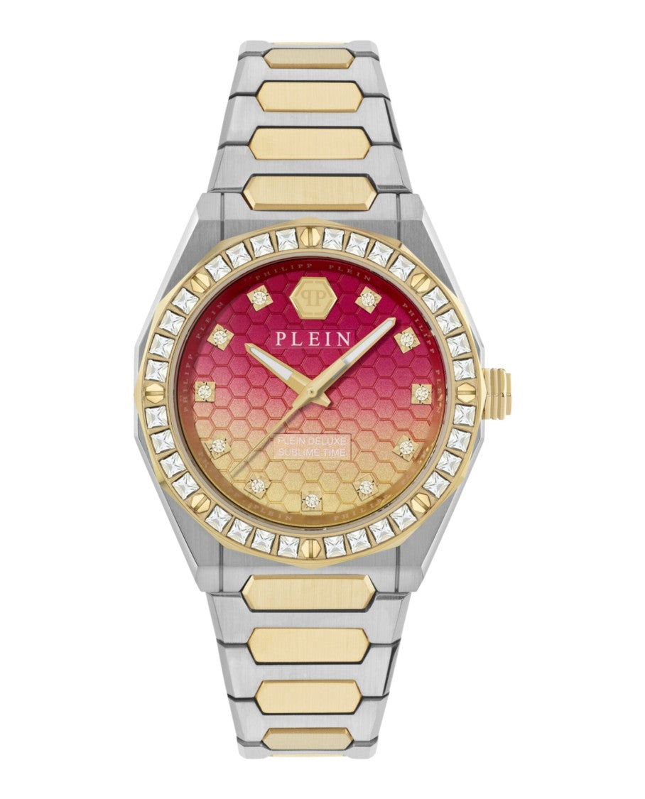 Philipp Plein Two-Tone Lady Crystal Watch With Multi-Guilloche Dial