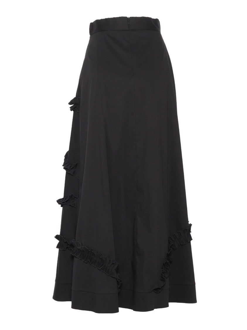Clips Pleated Black Maxi Skirt
