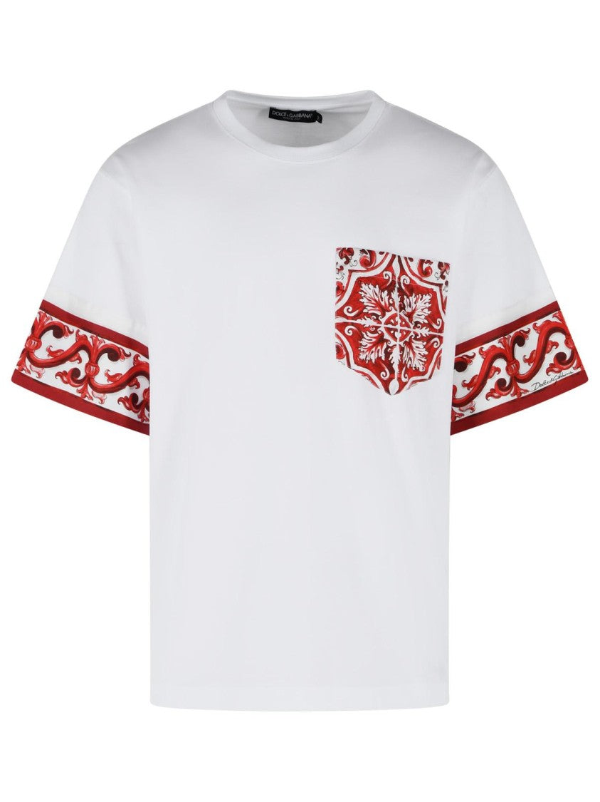 Dolce & Gabbana 'Maiolica' Print Cotton And Silk T-Shirt