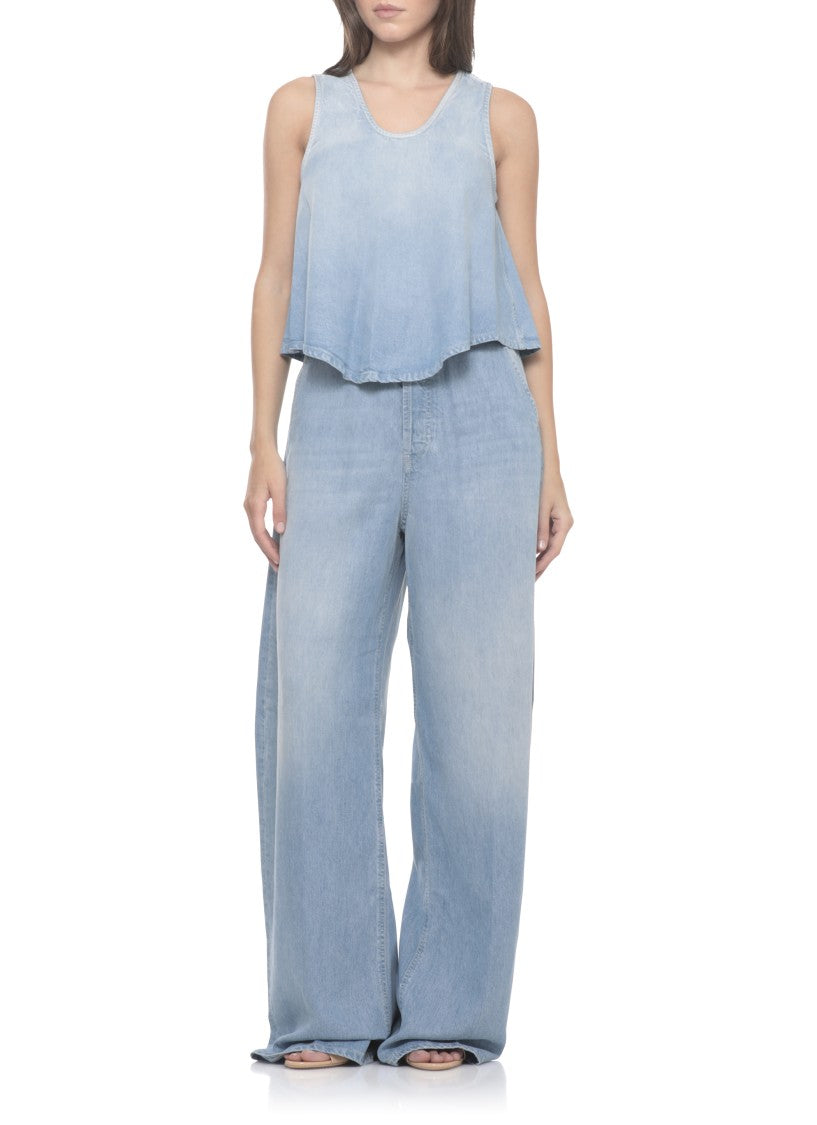Dondup Blue Flared Denim Tank Top