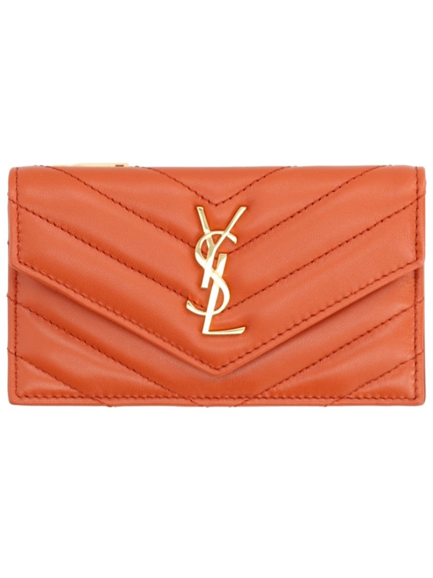 Saint Laurent Geometric Cassandras Lambskin Quilted Card Holder