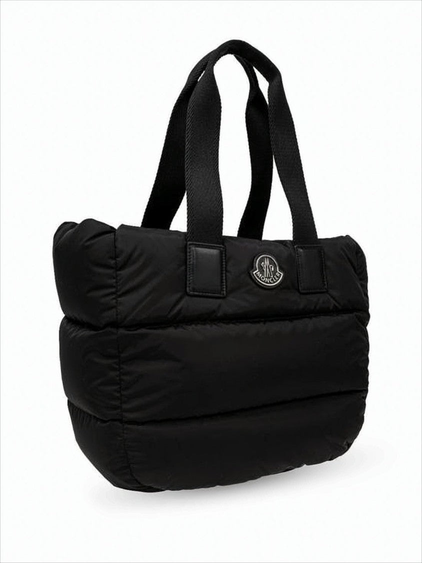 Moncler Quilted Black Tote Bag With Padded Design