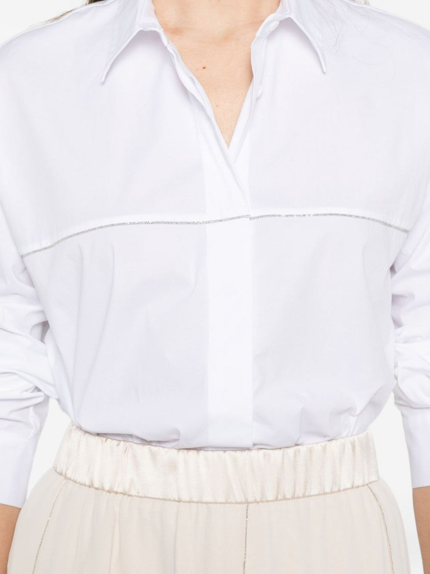 Peserico Tailored White Shirt With Horizontal Seam Detail