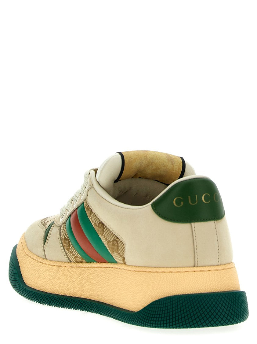 Gucci Leather Sneakers With Gg Original Fabric