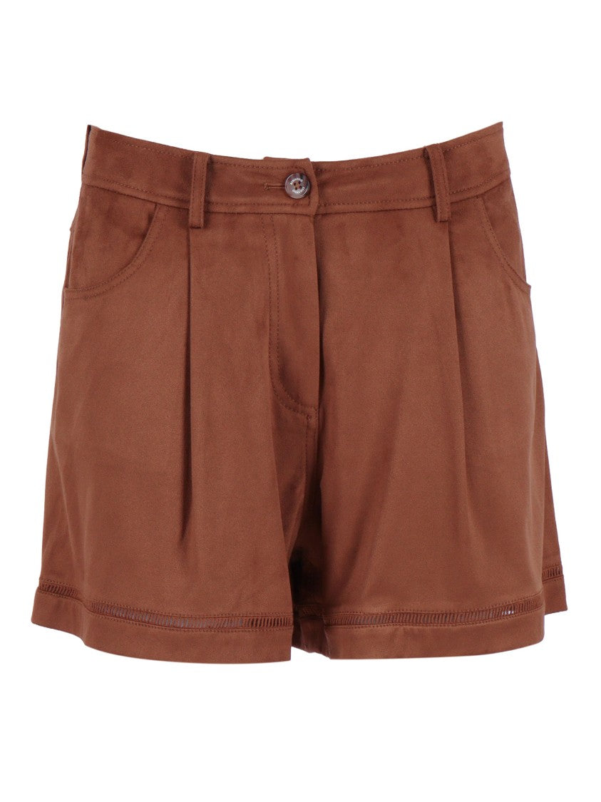 Ermanno Scervino Tailored Suede Brown Shorts
