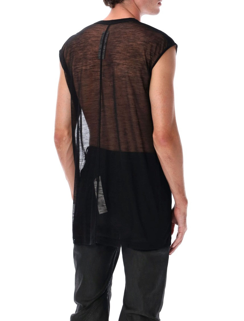 Rick Owens Black Sheer Wool Deep V Tank